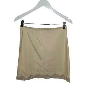 Vintage Lady Lynne Bonwit Teller Beige Half Slip With Floral Embroidery & Lace T